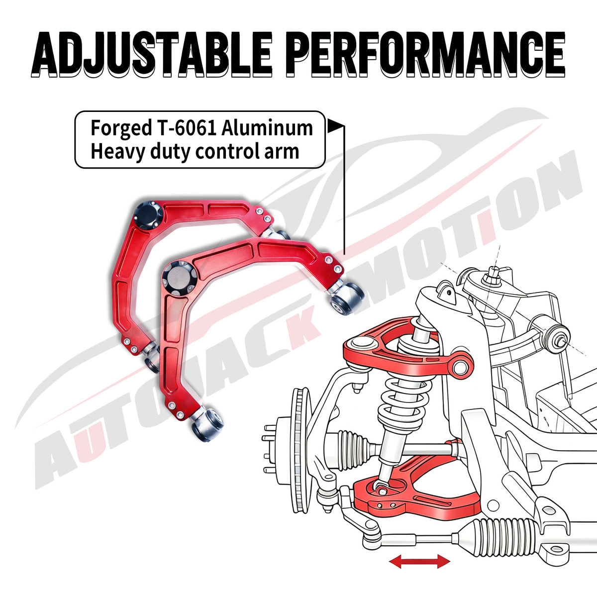 AUTOJACK Front Upper Control Arms for 2"-4" Lift for 2006-2020 DODGE RAM 1500